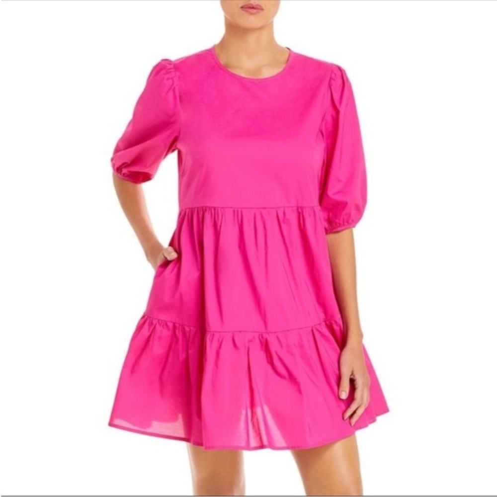 Zara Puff Sleeves Tiered Mini Dress NWT